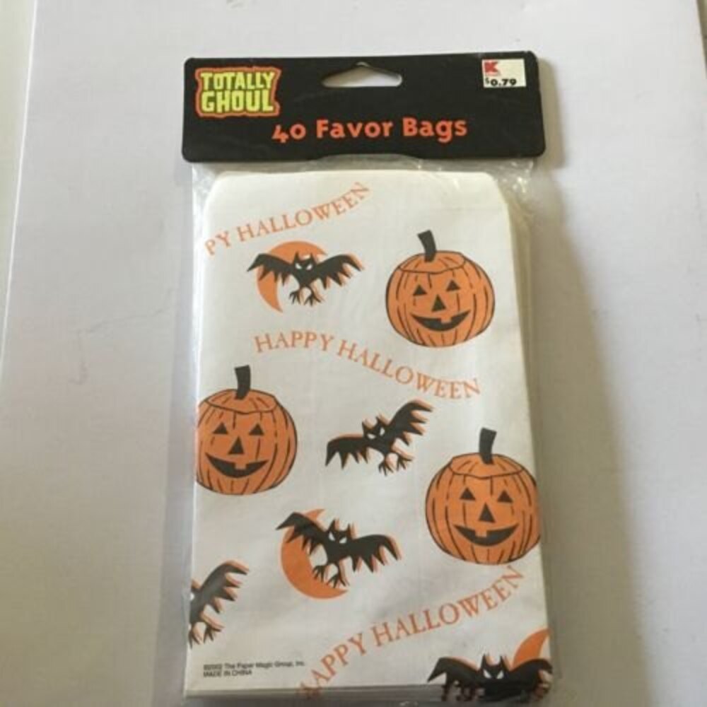 2002 Vintage Halloween Favor Bags Totally Ghoul Bats Jack O Lantern Qty 40 KMart